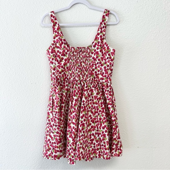 J. Crew Fit-and-flare mini dress in raspberry print Red White Size 8 NWT Fruit - Picture 14 of 16